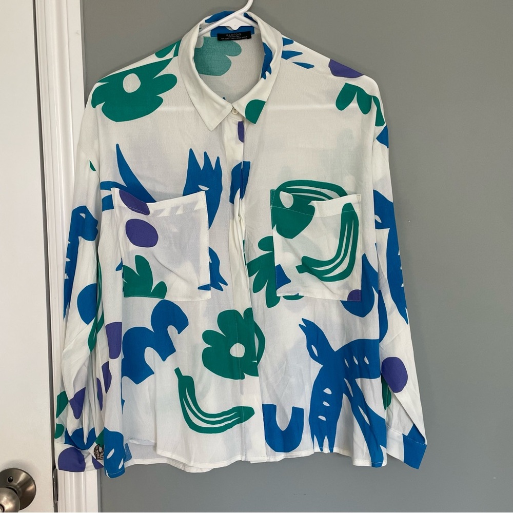 Parfois Collection Colorful Abstract Print Button Down Shirt